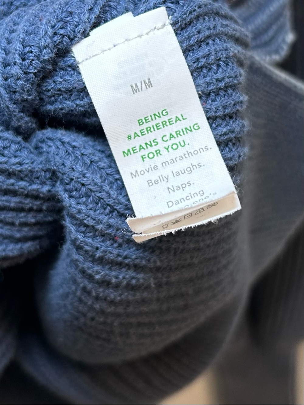 Aerie Blue Knit Pullover Crewneck Oversized Cotton Sweatshirt Womens M - Picture 3 of 5